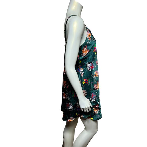 Looney Tunes Green Satin Slip Dress, Vintage 1997, Polyester, L - Picture 4 of 14